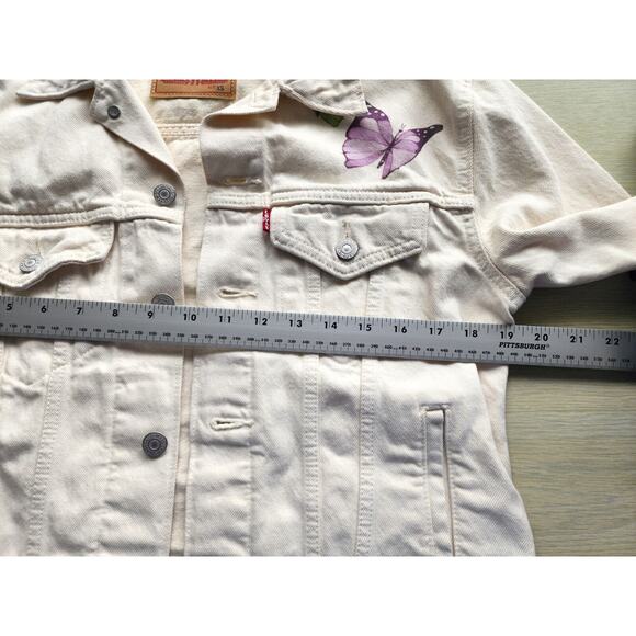 JACKET-JEAN-LEVI STRAUSS & CO.-Light Cream-Butterflies-Small Size-Classic-X-SML - Picture 12 of 16